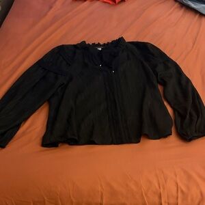 Tommy Hilfiger Black Long Sleeve Peasant Blouse